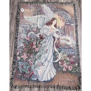 ANGEL OF LOVE Manual Woodworkers & Weavers Tapestry Throw Made in USA 51” x 68”